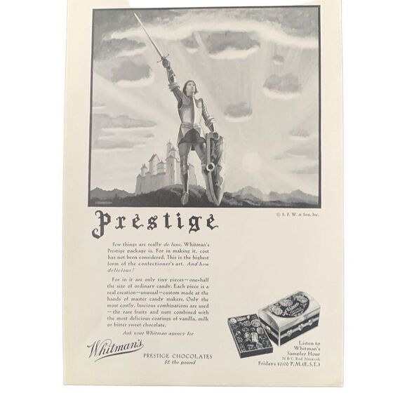 Vintage 1932 Whitman’s Prestige Chocolates Ad Advertisement - Picture 2 of 4